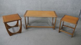 A nest of vintage teak G-plan Astro style coffee tables. H.50 W.99 D.50CM (largest)