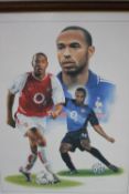 A framed and glazed limited edition montage print signed by the Arsenal and France Legend Thierry
