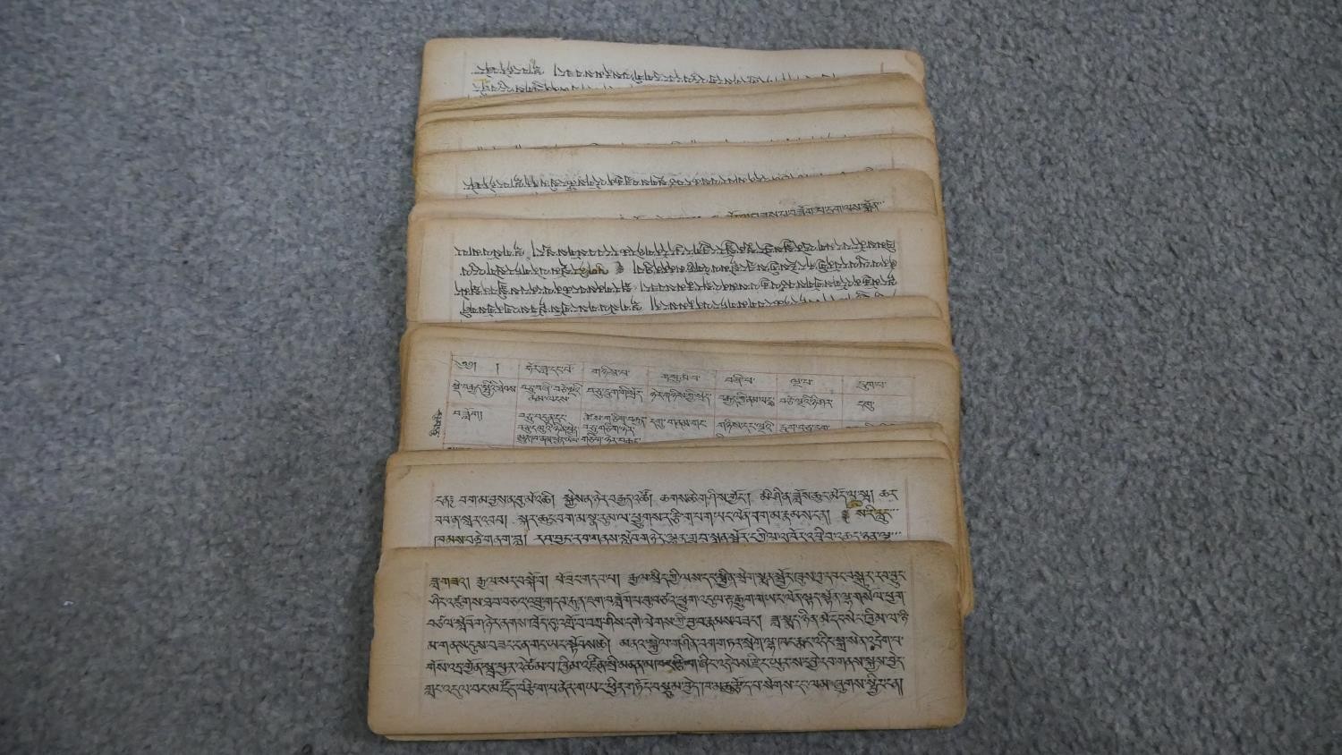 A 19th century hand written Tibetan manuscript on parchment. L.7 W.23 cm - Image 3 of 4