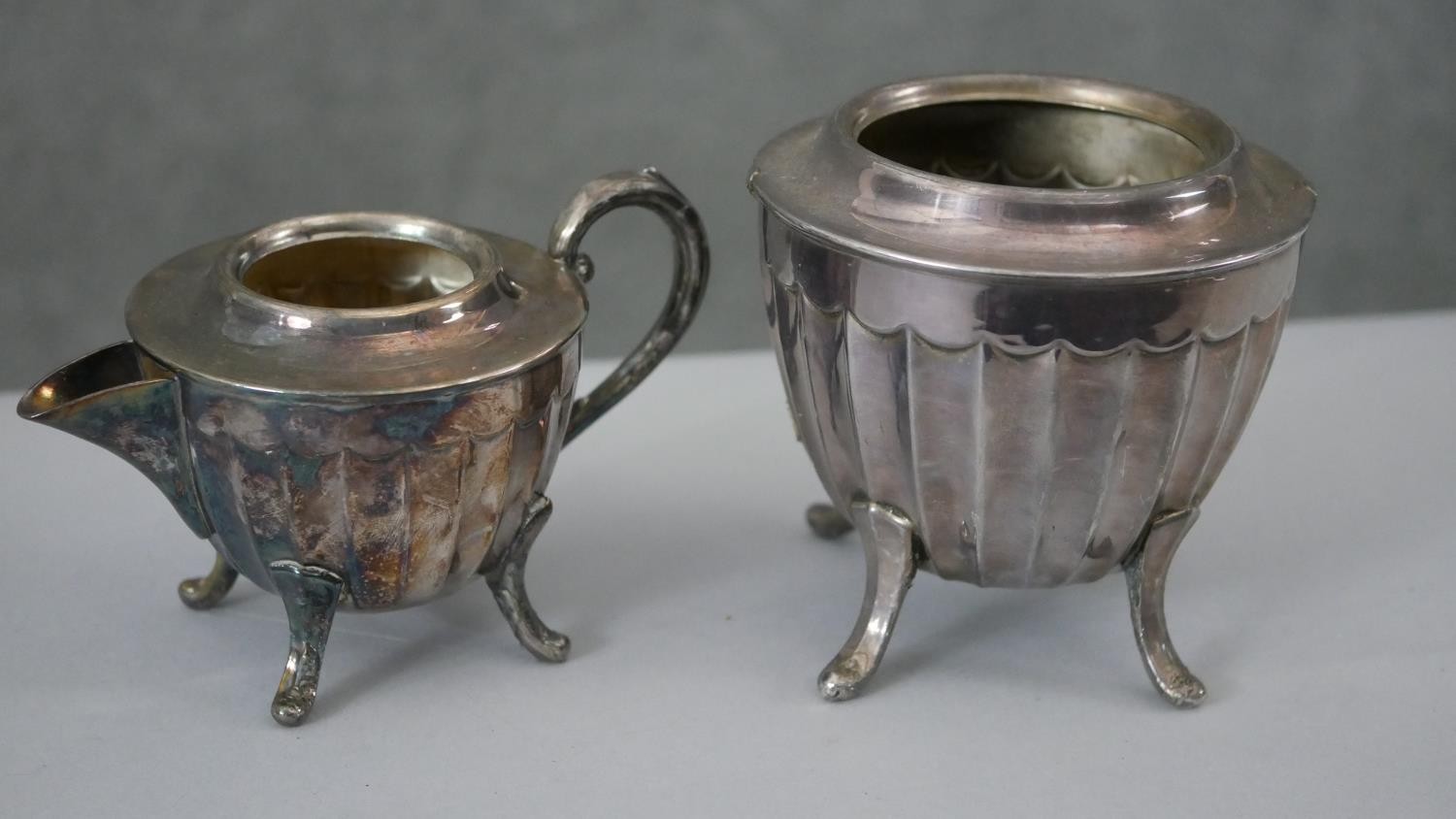 A four piece silver plated gadrooned design tea set. Makers stamp to the base. H.20 W.25 cm ( - Image 6 of 9