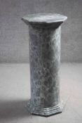 A large green marble effect painted octagonal top cylindrical column. H.99 W.41 D.41 cm