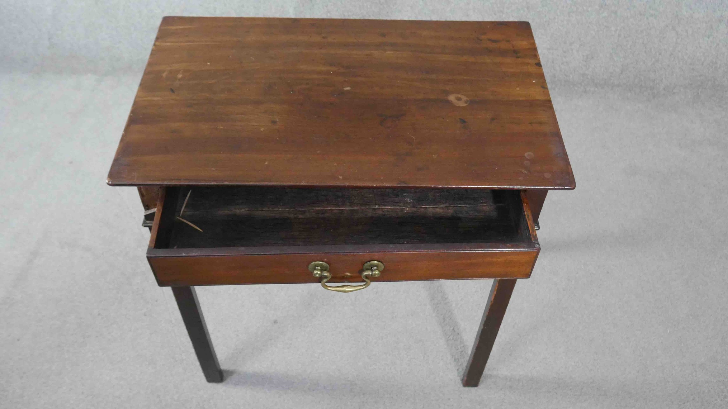 A Georgian mahogany side table fitted with frieze drawer on square tapering supports. H.72 W.50 D. - Image 4 of 6