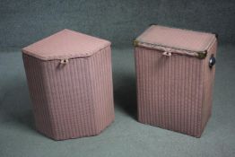 Two complementary vintage Lloyd Loom linen baskets with "Lusty" labels to the inside. H55 W.40 D.