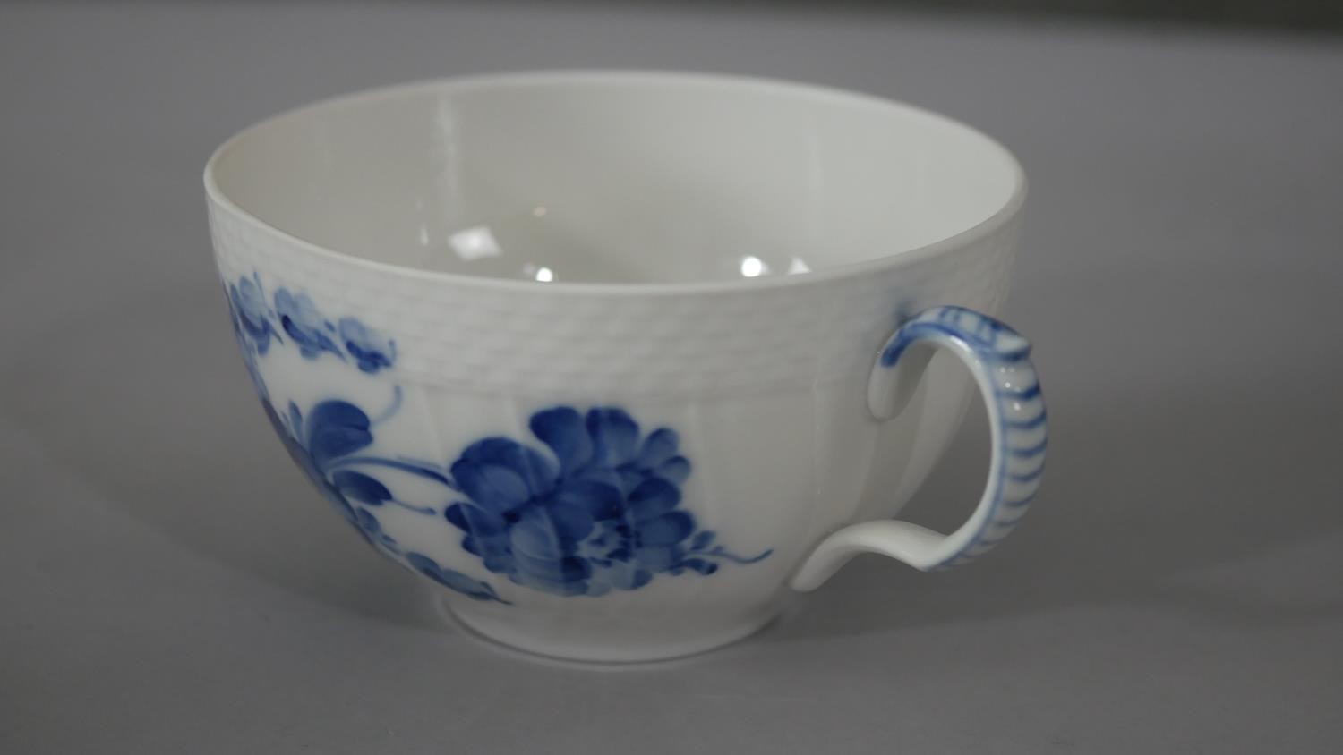 A Royal Copenhagen hand painted porcelain blue and white floral design part four person tea set. - Image 9 of 9
