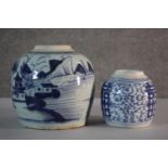 Two 19th century Chinese blue and white porcelain ginger jars. One with the double happiness