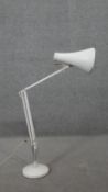 A vintage Herbert Terry anglepoise white enamel on metal table lamp, makers stamp. H.75 W.45cm
