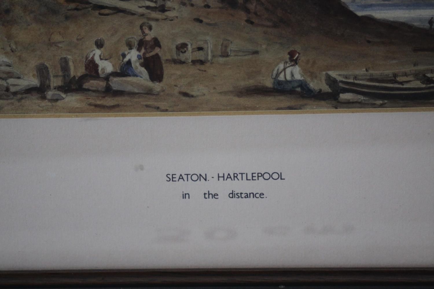 A 19th century framed and glazed watercolour scene of Seaton, Hartlepool. Unsigned. H.38 W.46cm. - Image 3 of 4