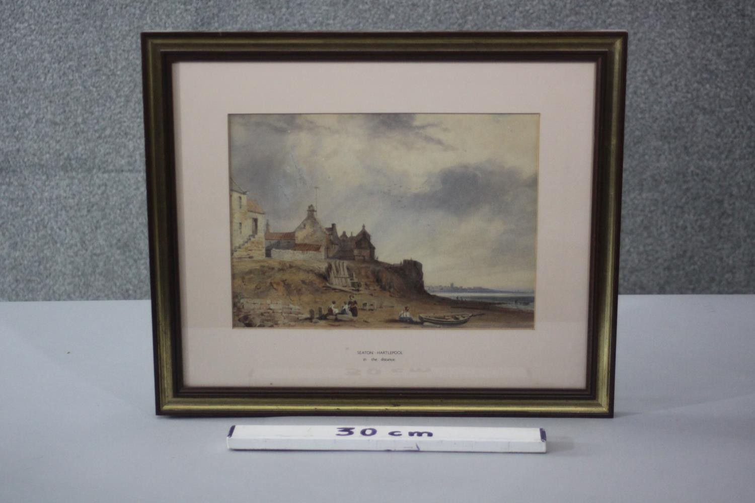 A 19th century framed and glazed watercolour scene of Seaton, Hartlepool. Unsigned. H.38 W.46cm. - Image 2 of 4