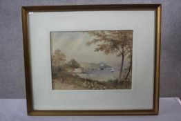 After Francis Nicholson (1753 - 1844) A framed and glazed watercolour of a seascape with four mast