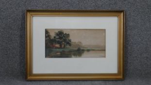 Abraham Hulk Jr. (1851 - 1922) A framed and glazed 19th century watercolour river landscape.