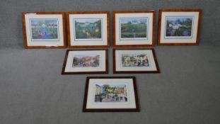Margaret Loxton- A set of seven signed limited edition prints of Burgundian Villages, each signed