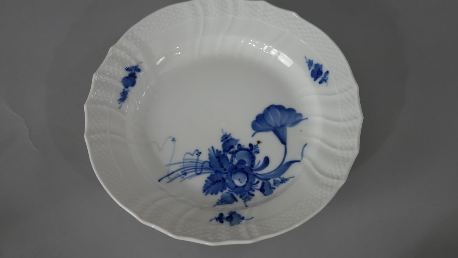 A Royal Copenhagen hand painted porcelain blue and white floral design part four person tea set. - Image 3 of 9