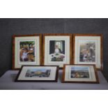Margaret Loxton- A set of five signed limited edition prints of Burgundian Villages. Each with