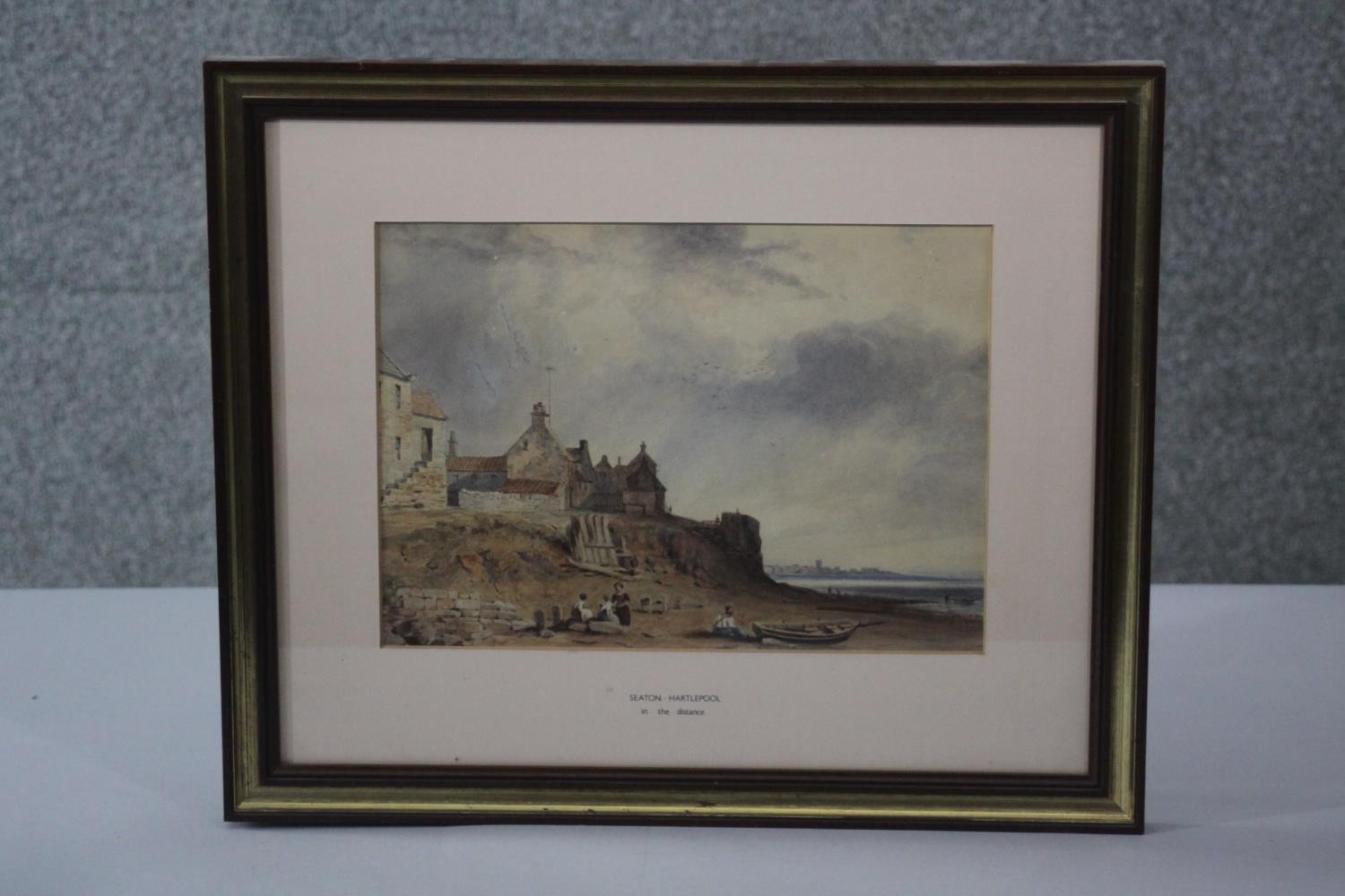 A 19th century framed and glazed watercolour scene of Seaton, Hartlepool. Unsigned. H.38 W.46cm.