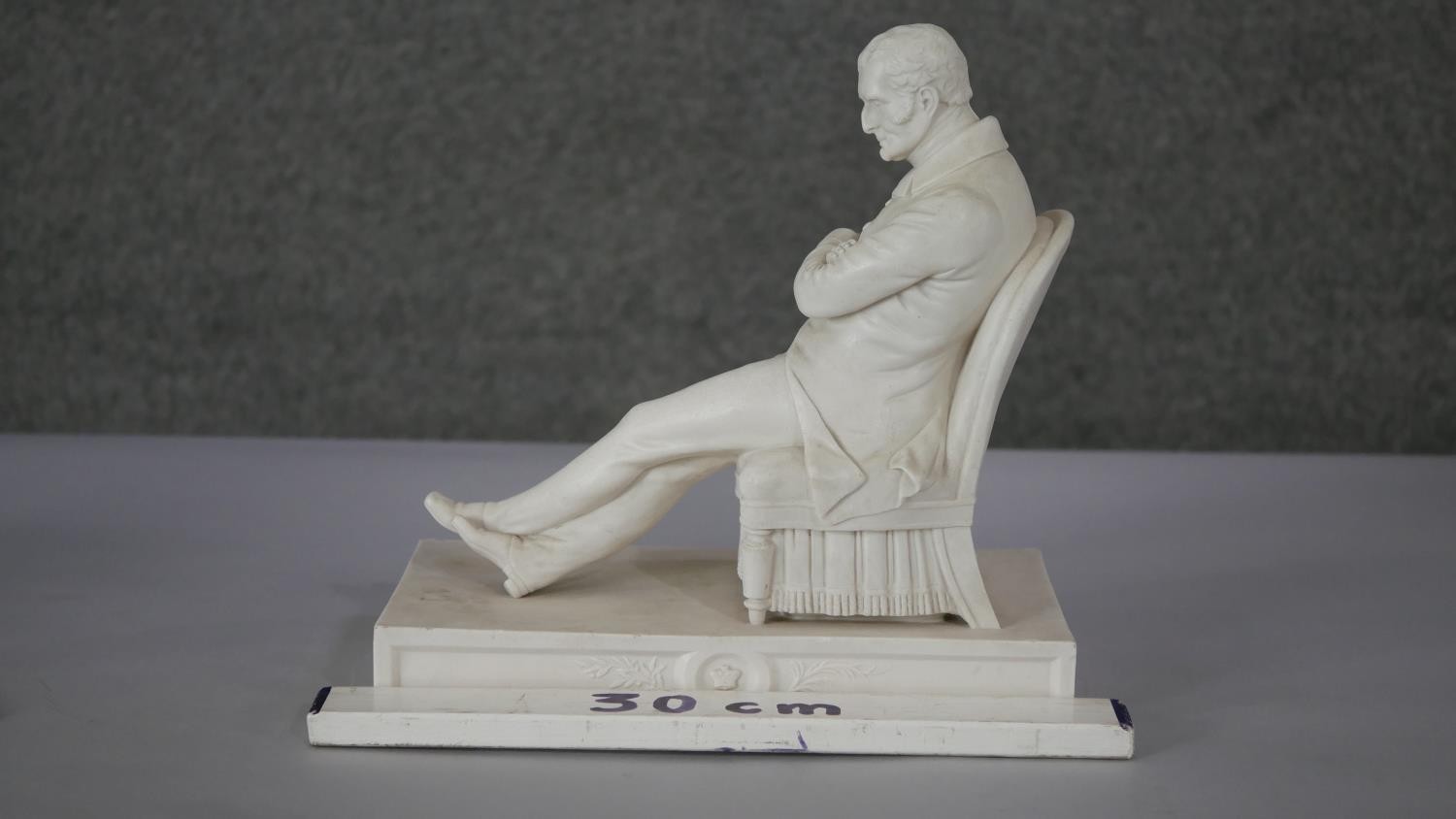 A 19th century Coalbrookdale Parian figure, Duke of Wellington, full-length, seated, after George - Image 2 of 6