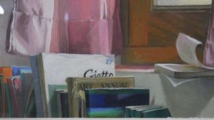 Judith Rothchild (1950-) A framed and glazed 20th century oil pastel on paper titled 'Livres',