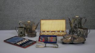 A large collection of silver plate. Including various sets of spoons, some asparagus servers, four