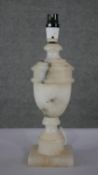 A vintage carved alabaster table lamp with urn design. vH.37 W.11 D.11cm