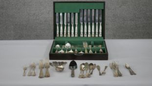 A part six person canteen of silver plated cutlery along with various King's Pattern silver plated