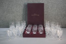 A collection of five boxed sets of six hand cut crystal glasses. Including a set of six Blenheim
