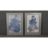 Two framed and glazed 20th century Japanese woodblock prints. H.80 W.60cm