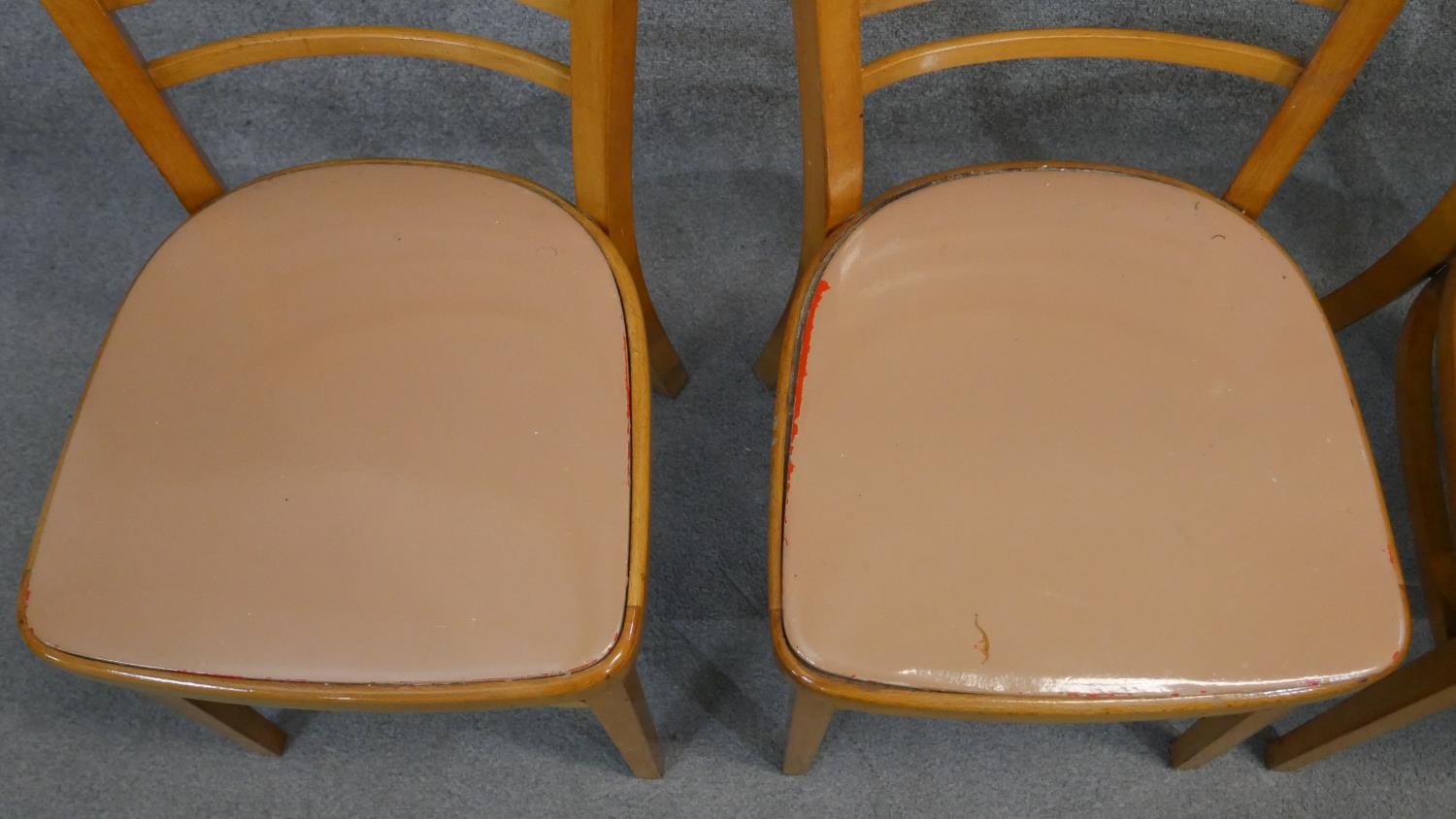 A set of four vintage beech kitchen chairs. - Image 3 of 6