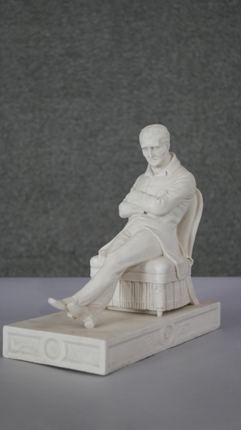 A 19th century Coalbrookdale Parian figure, Duke of Wellington, full-length, seated, after George - Image 3 of 6