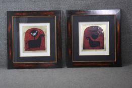 Two framed and glazed signed prints with gilded detailing both depicting stylised horses one with