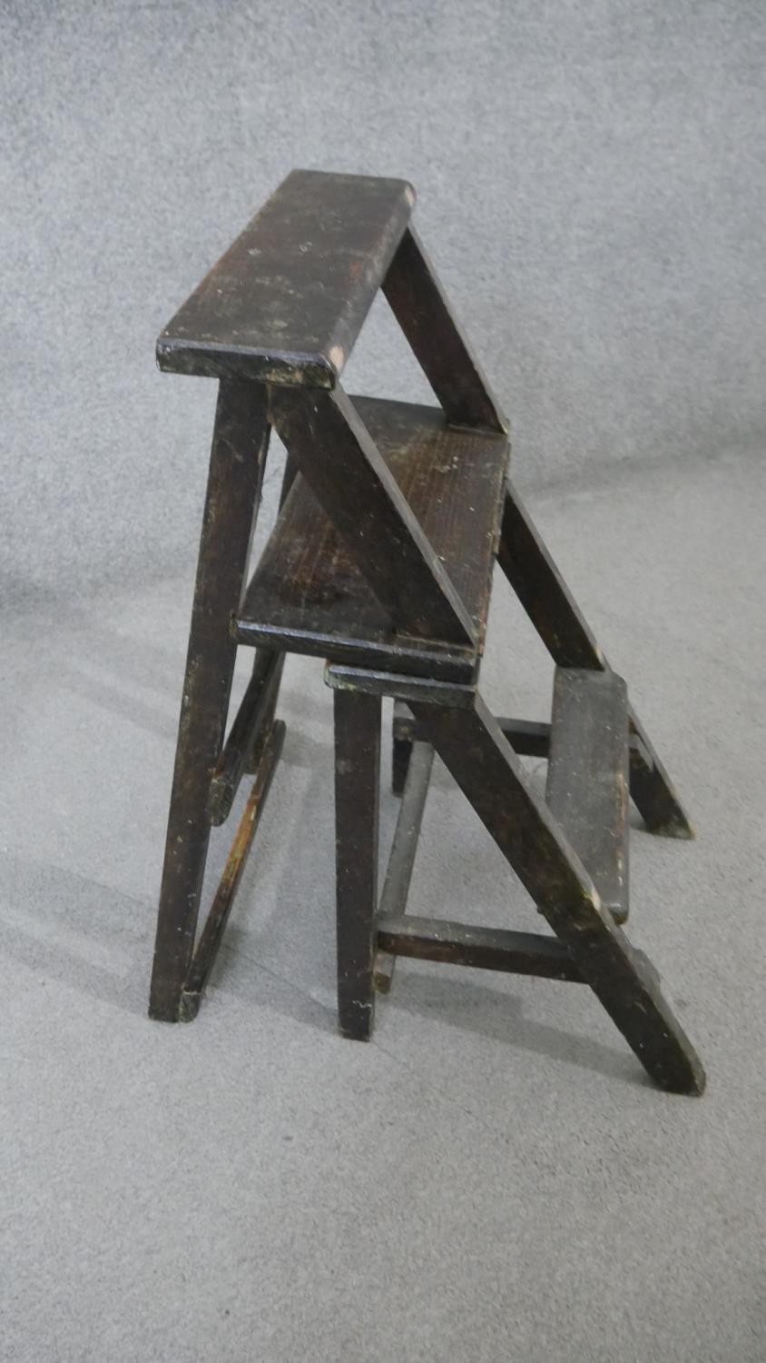 A set of vintage metamorphic chair/library steps. H.92 W.38 D.34cm - Image 4 of 4