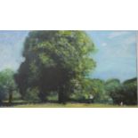 Terence Howe (B.1943) A large framed oil on canvas titled ' Summers Day, Hampstead Heath at Kenwood.