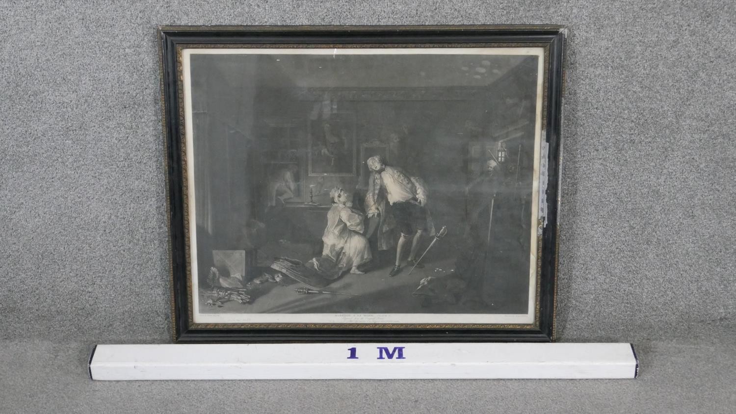 A framed and glazed 19th century Hogarth engraving 'Marriage A La Mode, plate V. Engraved by Richard - Image 3 of 6