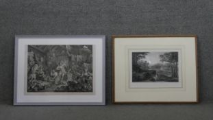 Two framed and glazed 18th and 19th century engravings. One of Hogarths 'Actors' and the other a