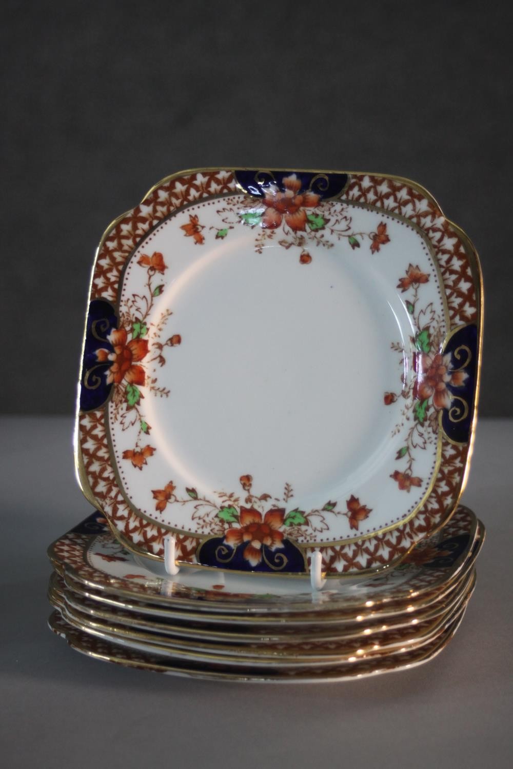 A Roslyn china seven person part tea set. Decorated with a floral design. Includes cups and saucers, - Image 8 of 10