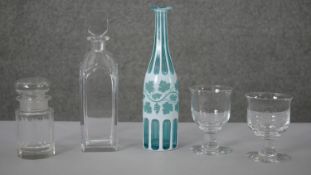 A collection of glass. Including a signed Orrefors crystal decanter, two Dartington crystal