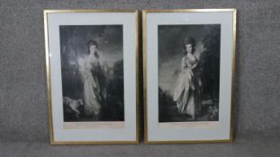 After Thomas Gainsborough- Two framed and glazed 19th century French engravings. One of Madame
