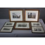 Seven framed and glazed 19th century hand coloured engravings of British places of interest. H.36