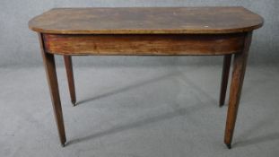 A Georgian mahogany and ebony strung console table on square tapering supports. H.73 W.126 D.62cm