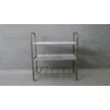 A vintage industrial style zinc and tubular metal trolley with three tiers. H.87 W.80 D.39cm