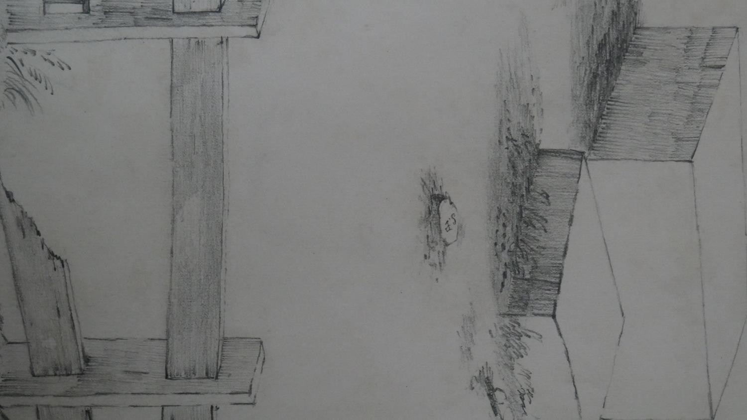 A collection of five 19th century pencil sketches. Indistinctly signed and dated. H.30 W.23 cm - Image 3 of 8
