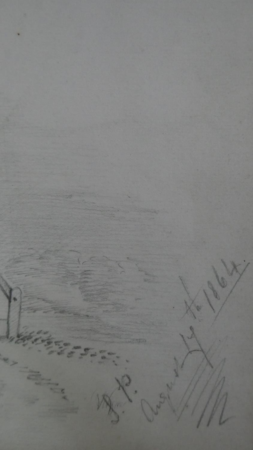 A collection of five 19th century pencil sketches. Indistinctly signed and dated. H.30 W.23 cm - Image 8 of 8