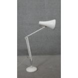 A vintage Herbert Terry anglepoise white enamel on metal table lamp, makers stamp. H.75 W.45cm