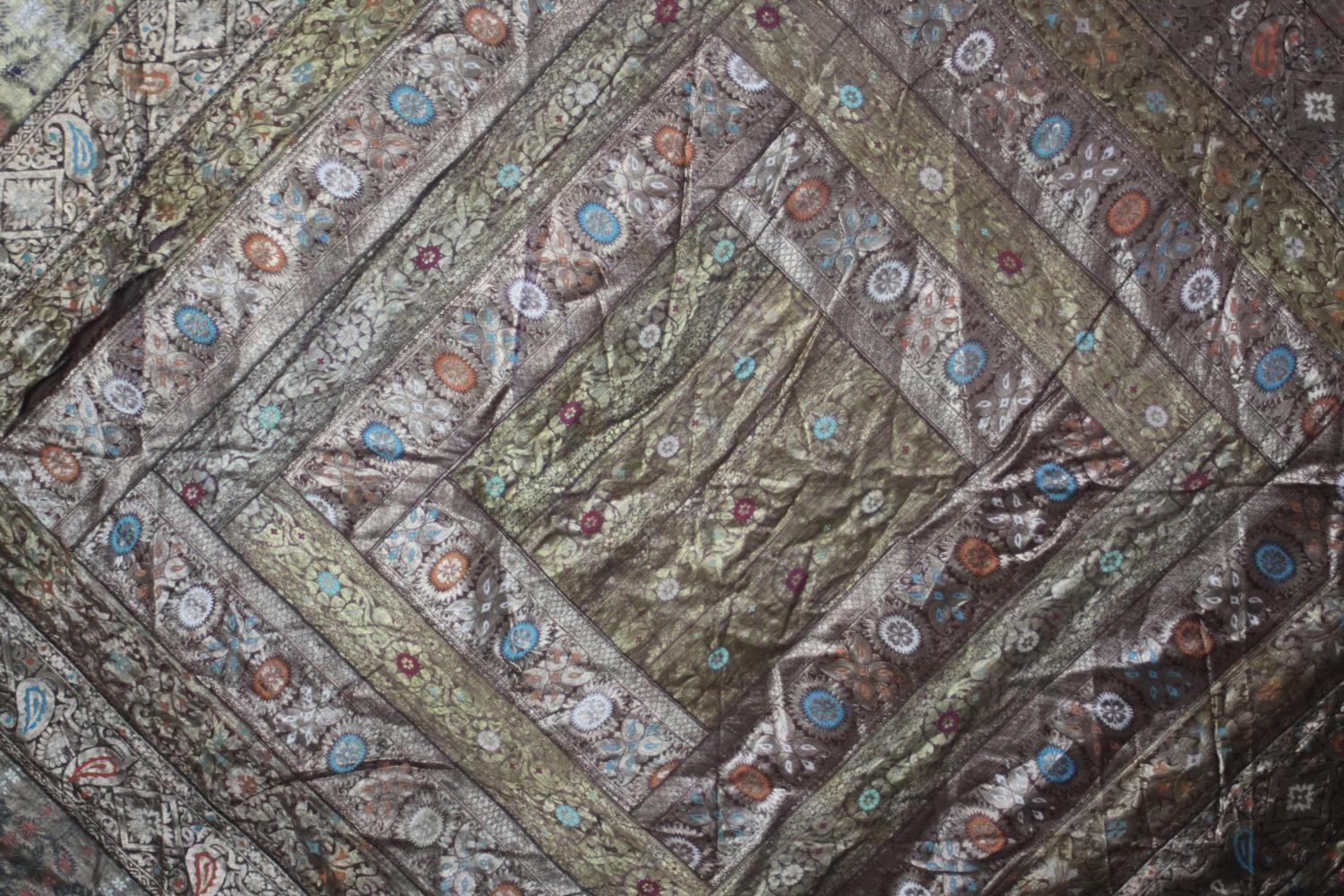 A large fine Indian metallic embroidered throw. L.264 W.221cm. - Image 7 of 7