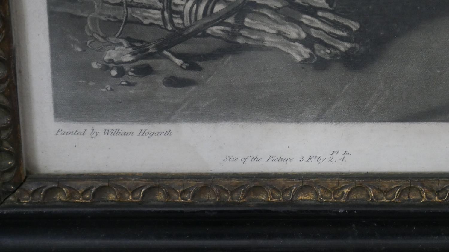 A framed and glazed 19th century Hogarth engraving 'Marriage A La Mode, plate V. Engraved by Richard - Image 4 of 6