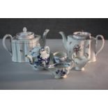 A collection of 18th century ceramics and porcelain. Including a blue and white Worcester style
