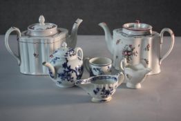 A collection of 18th century ceramics and porcelain. Including a blue and white Worcester style