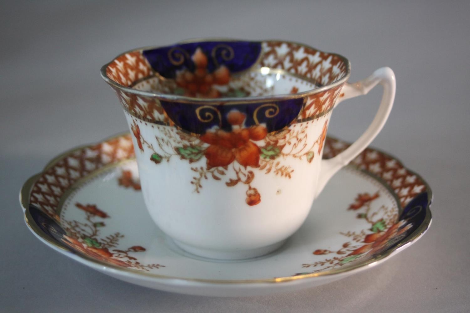 A Roslyn china seven person part tea set. Decorated with a floral design. Includes cups and saucers, - Image 6 of 10