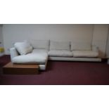 A large Flexform modular sofa, "L" shaped in three parts with fitted side table. H.75 W.325 D.230cm