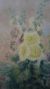 Valentine Bartholomew- A framed and glazed 19th century hand coloured engraving of hollyhocks,