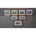 Margaret Loxton- A set of seven signed limited edition prints of Burgundian Villages, each signed