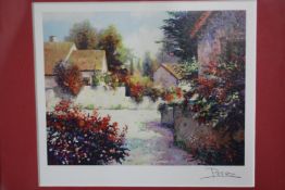 Alex Perez (1946 - ) A framed and glazed coloured serigraph, 'Village View III', signed in the plate